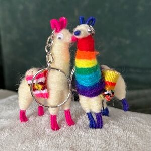 Colorful Wool Llama Keychain Set